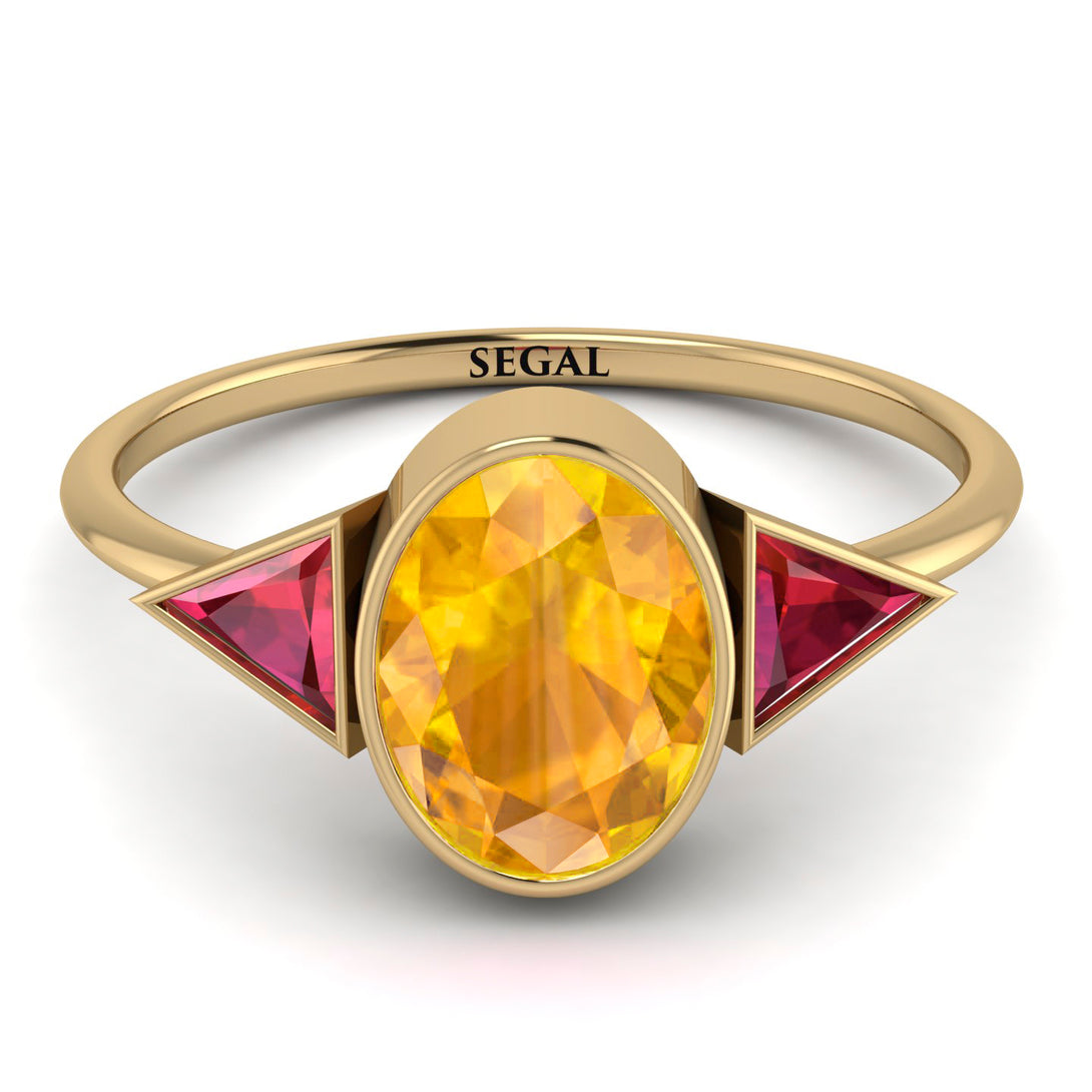 Geometrical Bezel Yellow Diamond Ring - Trinity No. 1010