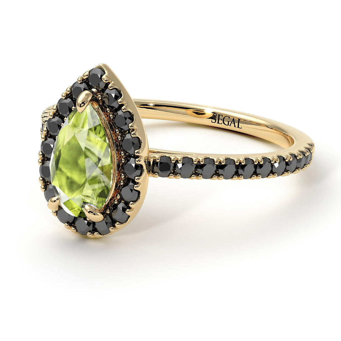 Pear Shaped Halo Peridot Ring - Janet No. 704