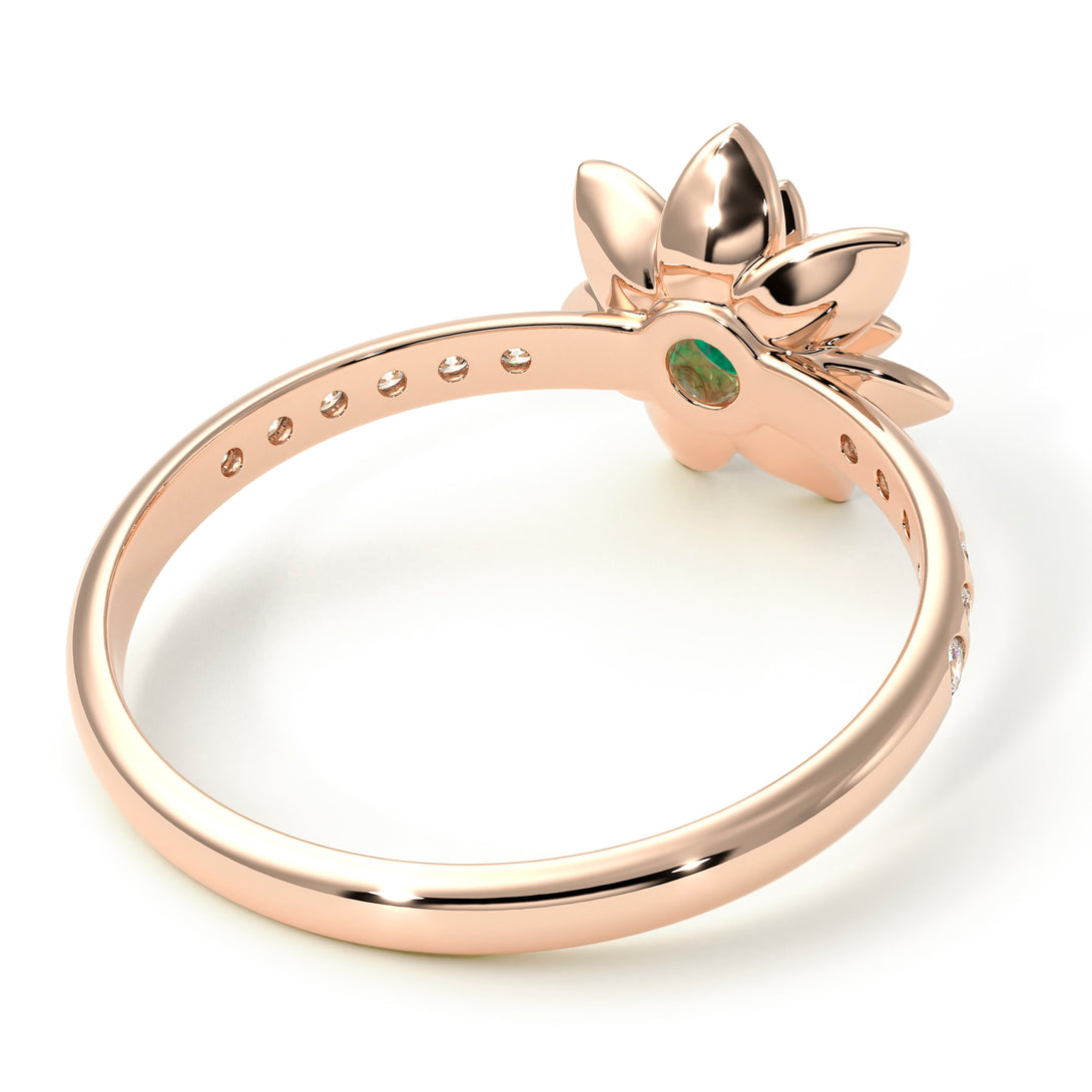 Lotus Flower Emerald ring - Lotus no. 20