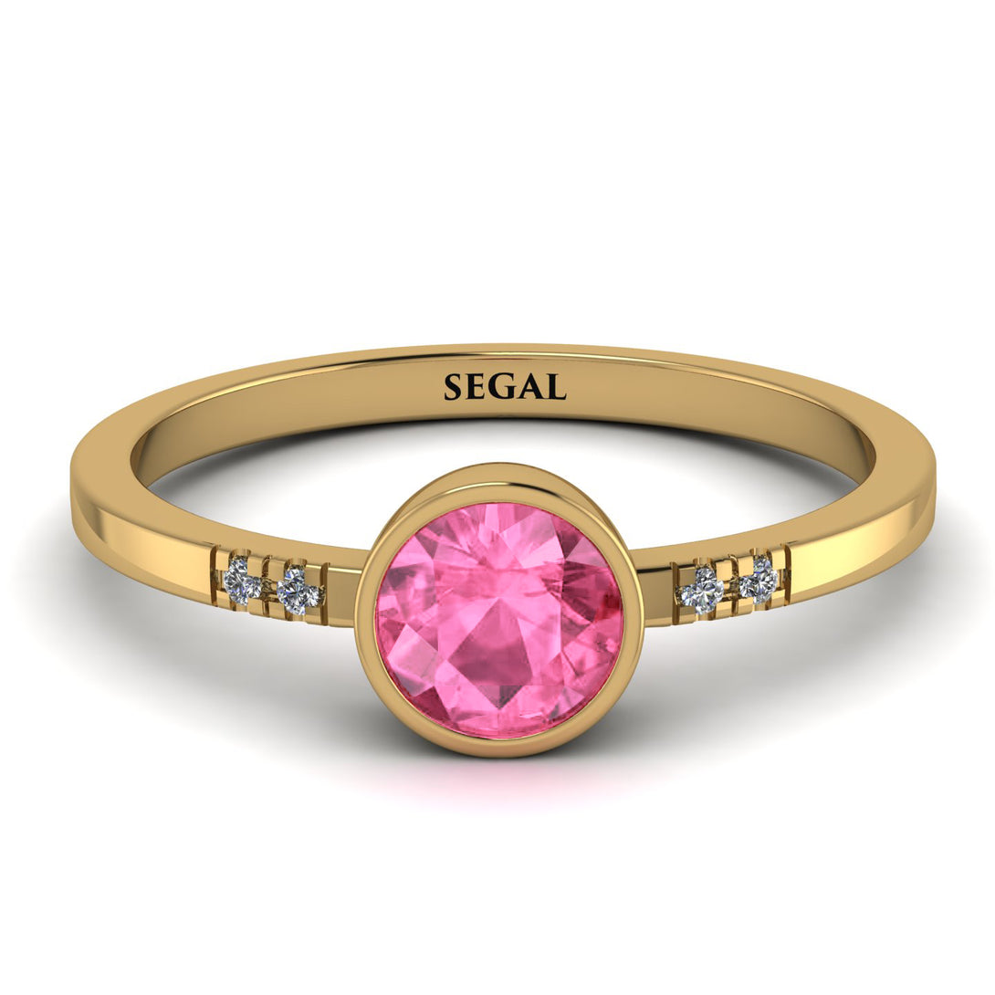 Bezel Minimalist Pink Moissanite Ring - Kinsley No. 801
