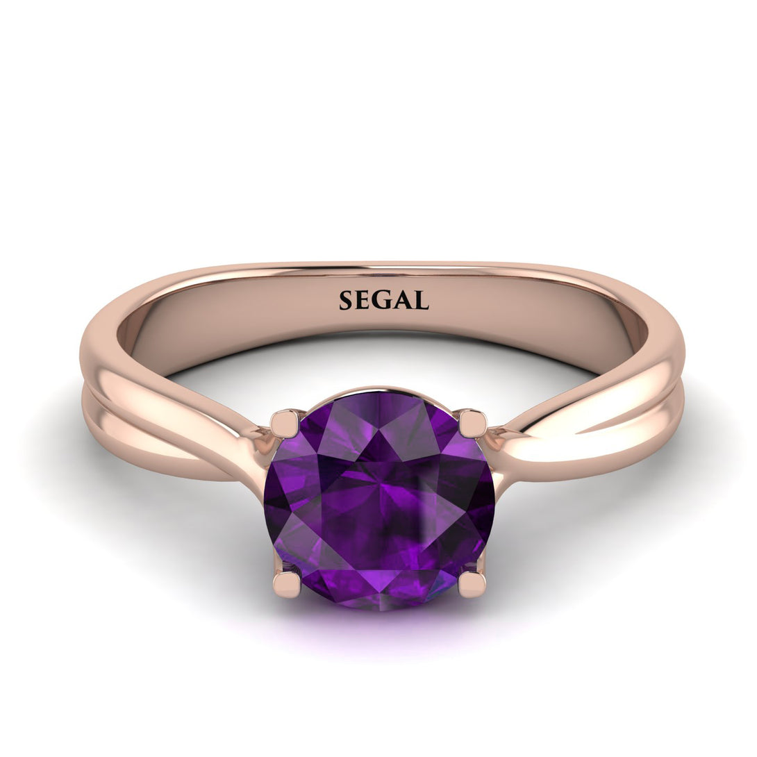 Solitaire Twist Shank Amethyst Ring - Eleanor No. 302