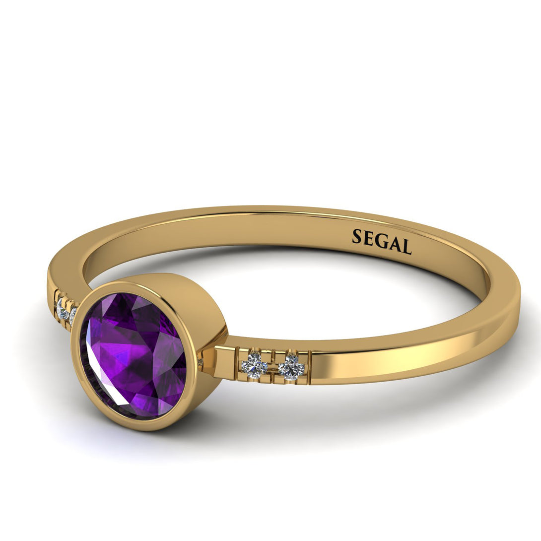Bezel Minimalist Amethyst Ring - Kinsley No. 301