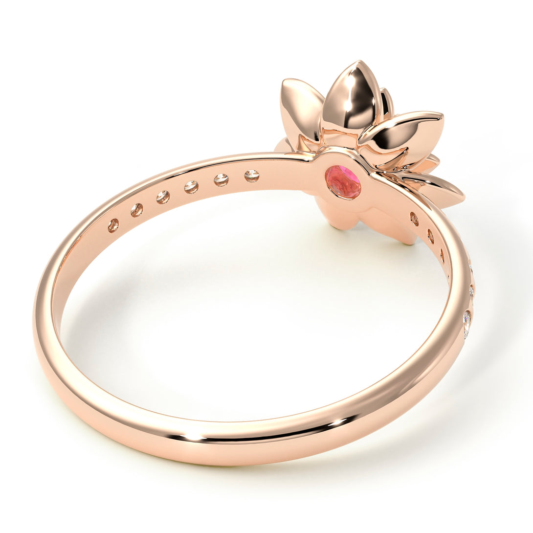 Lotus Flower Pink Moissanite ring - Lotus no. 802