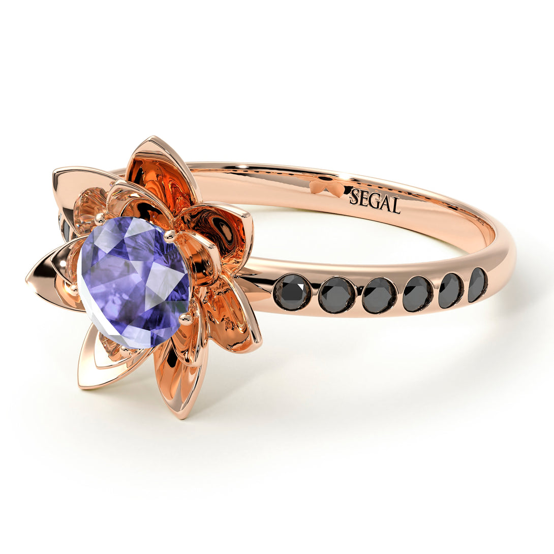 Lotus Flower Tanzanite ring - Lotus no. 205