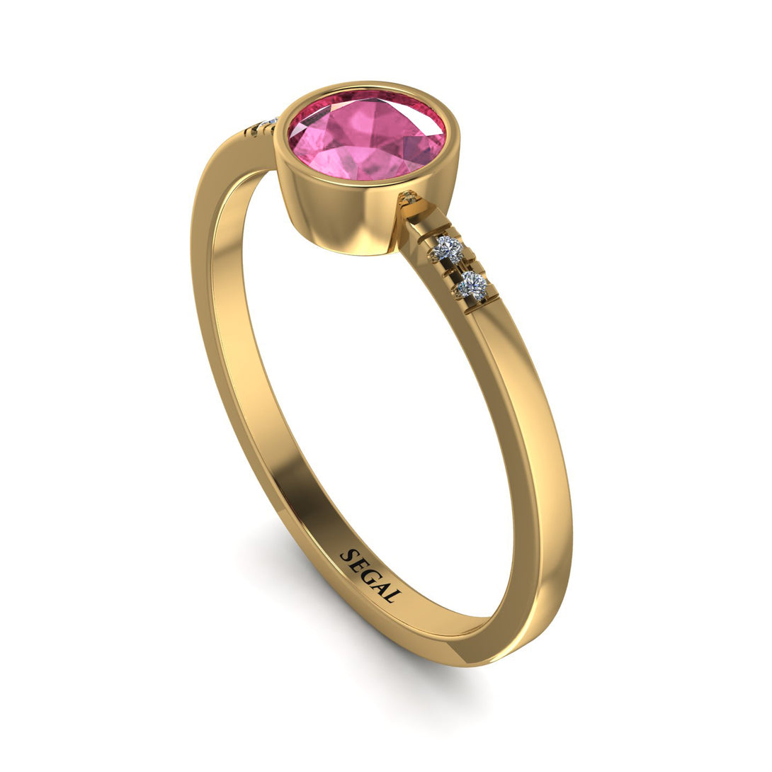 Bezel Minimalist Pink Moissanite Ring - Kinsley No. 801