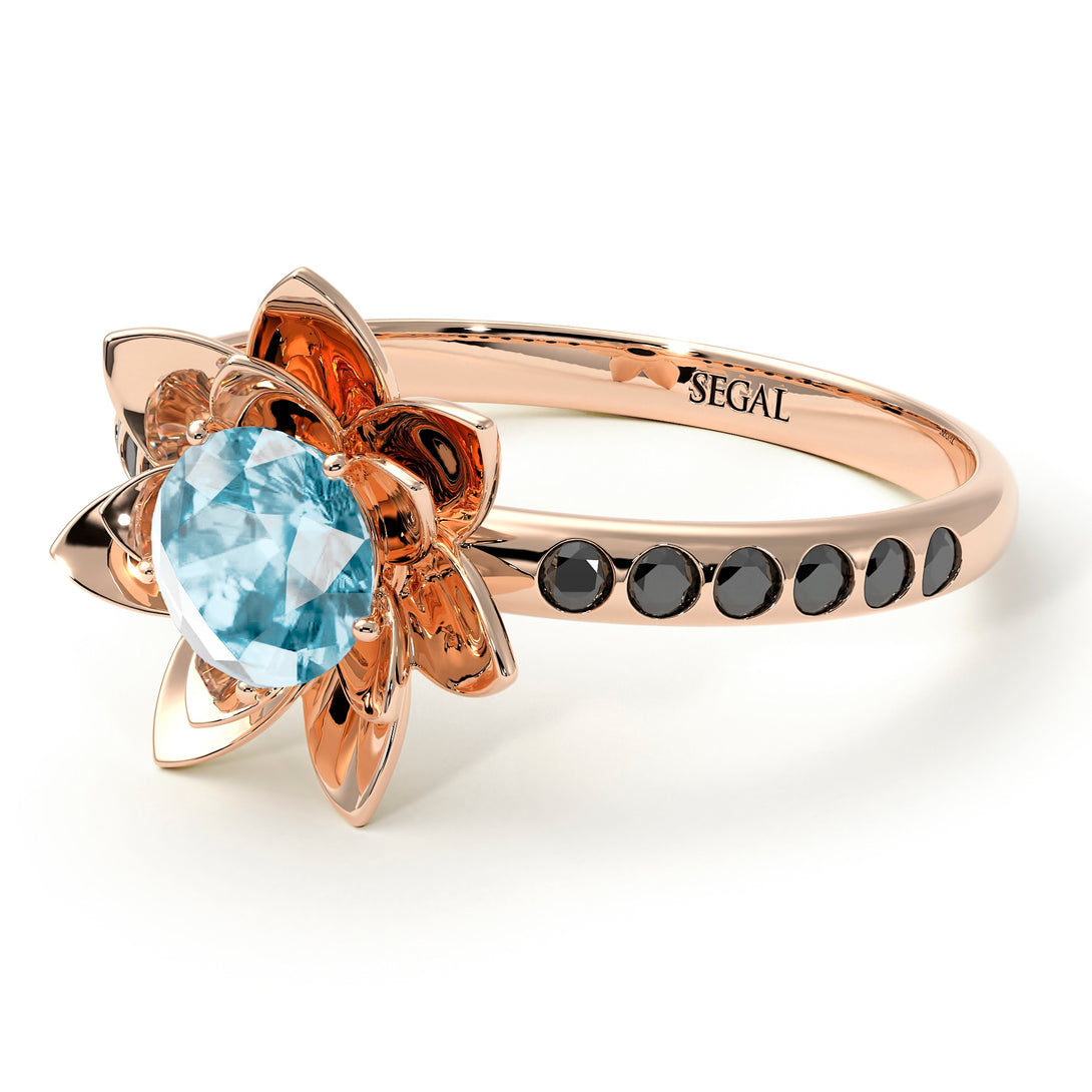 Lotus Flower Aquamarine ring - Lotus no. 405