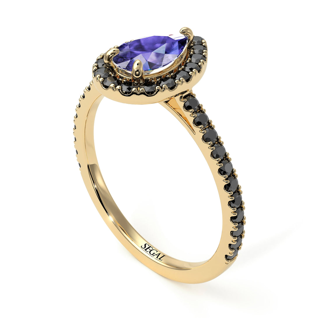 Pear Shaped Halo Tanzanite Ring - Janet No. 204