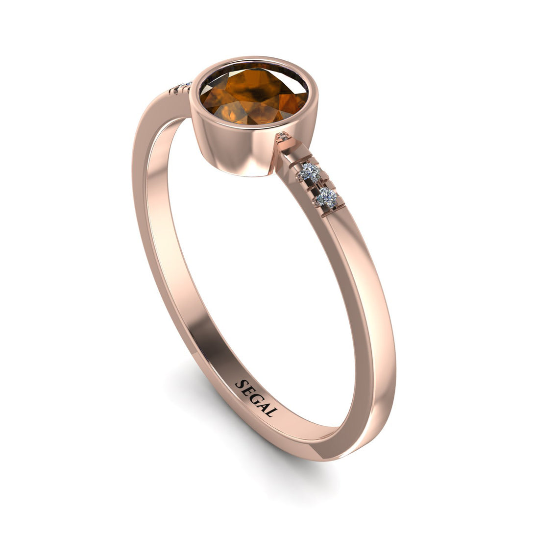 Bezel Minimalist Brown Diamond Ring - Kinsley No. 1102