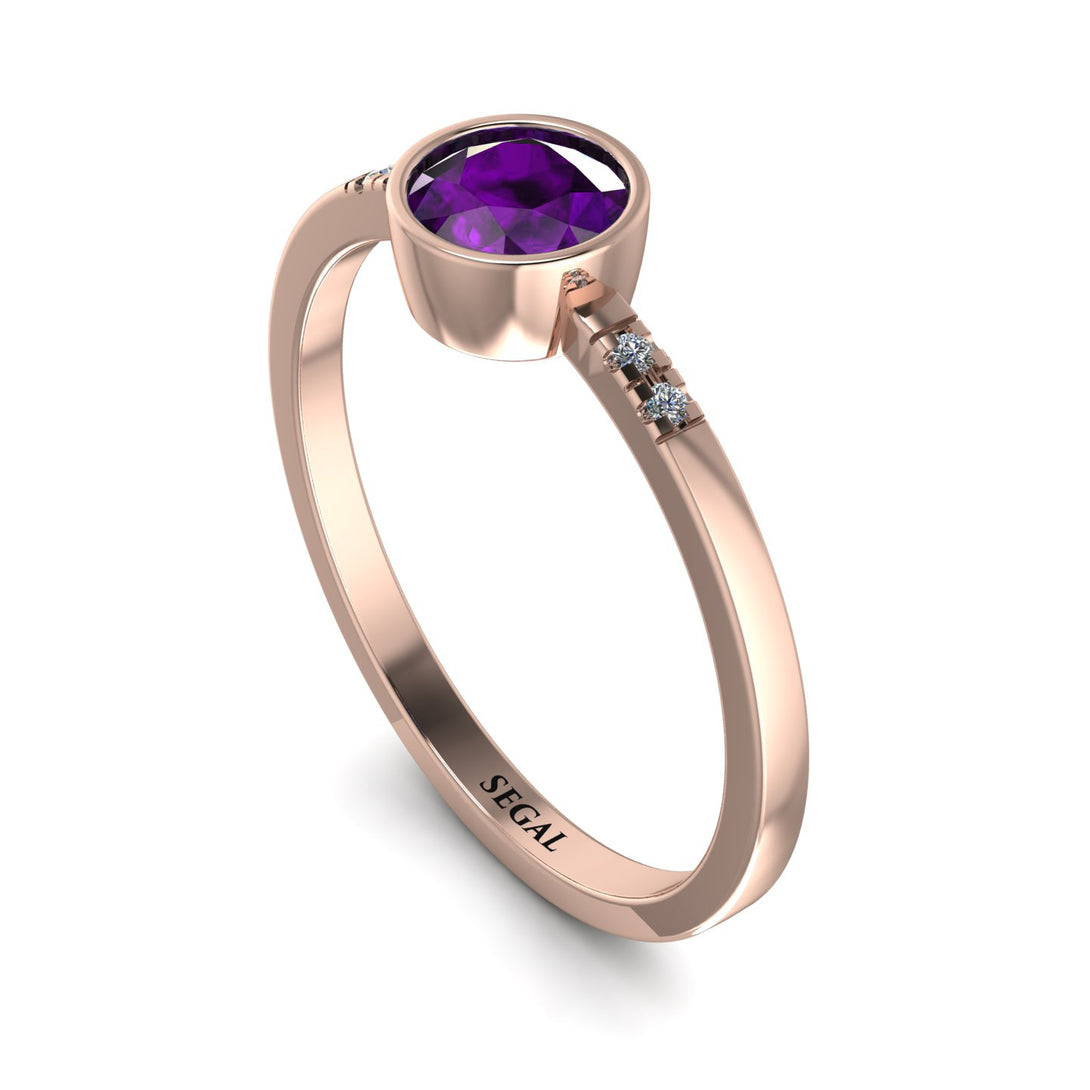 Bezel Minimalist Amethyst Ring - Kinsley No. 302