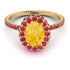 Oval Citrine Halo Hidden Rubies Ring - Amy No. 610 image 3