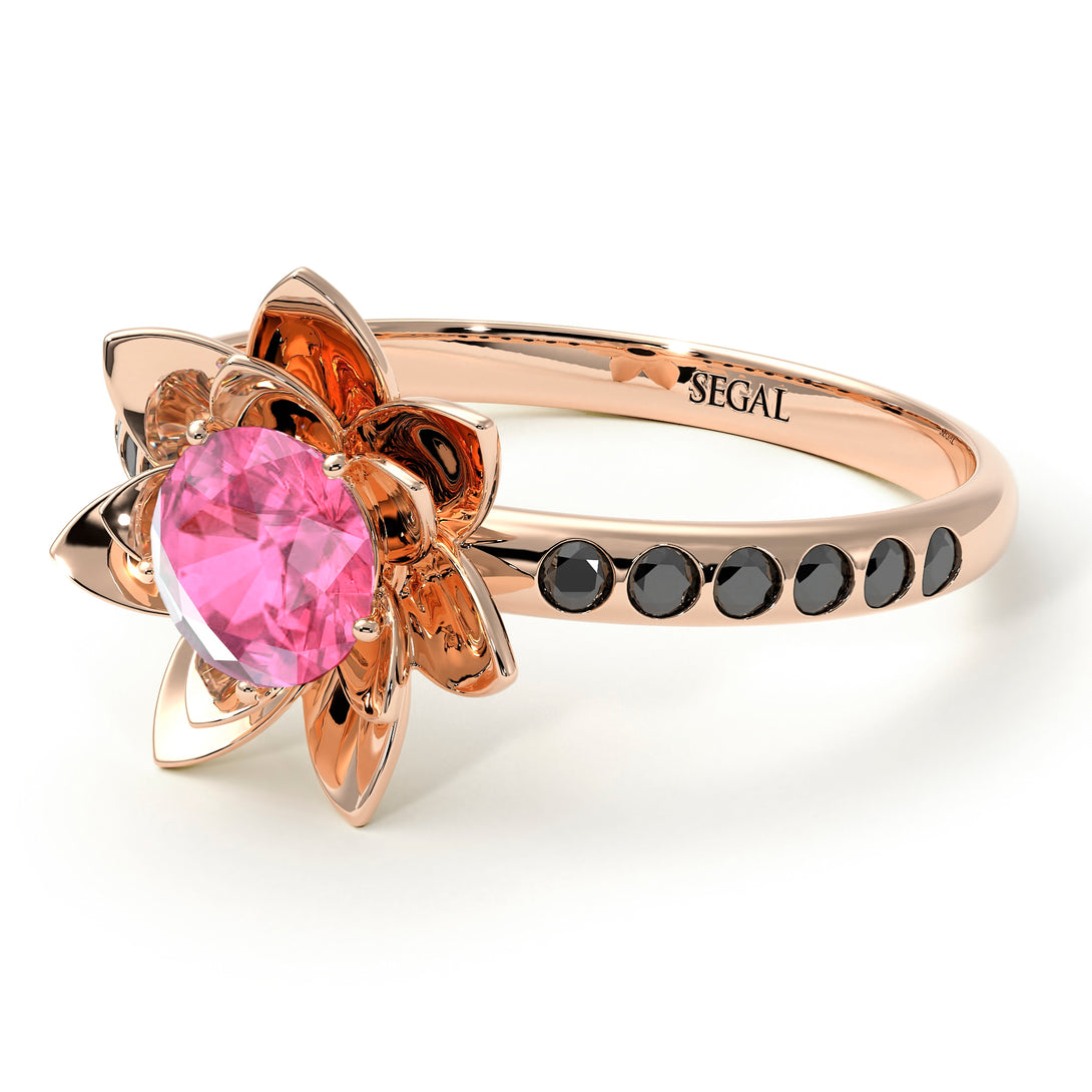 Lotus Flower Pink Moissanite ring - Lotus no. 805