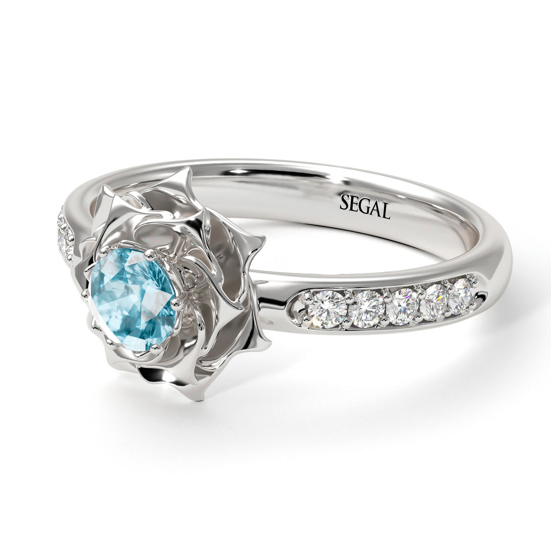 A lady's Rose Aquamarine Ring- Elena no. 403