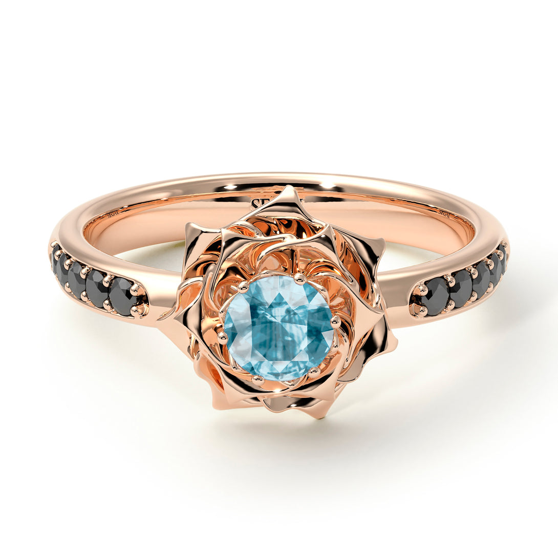 A lady's Rose Aquamarine Ring- Elena no. 405