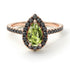 Pear Shaped Halo Peridot Ring - Janet No. 705