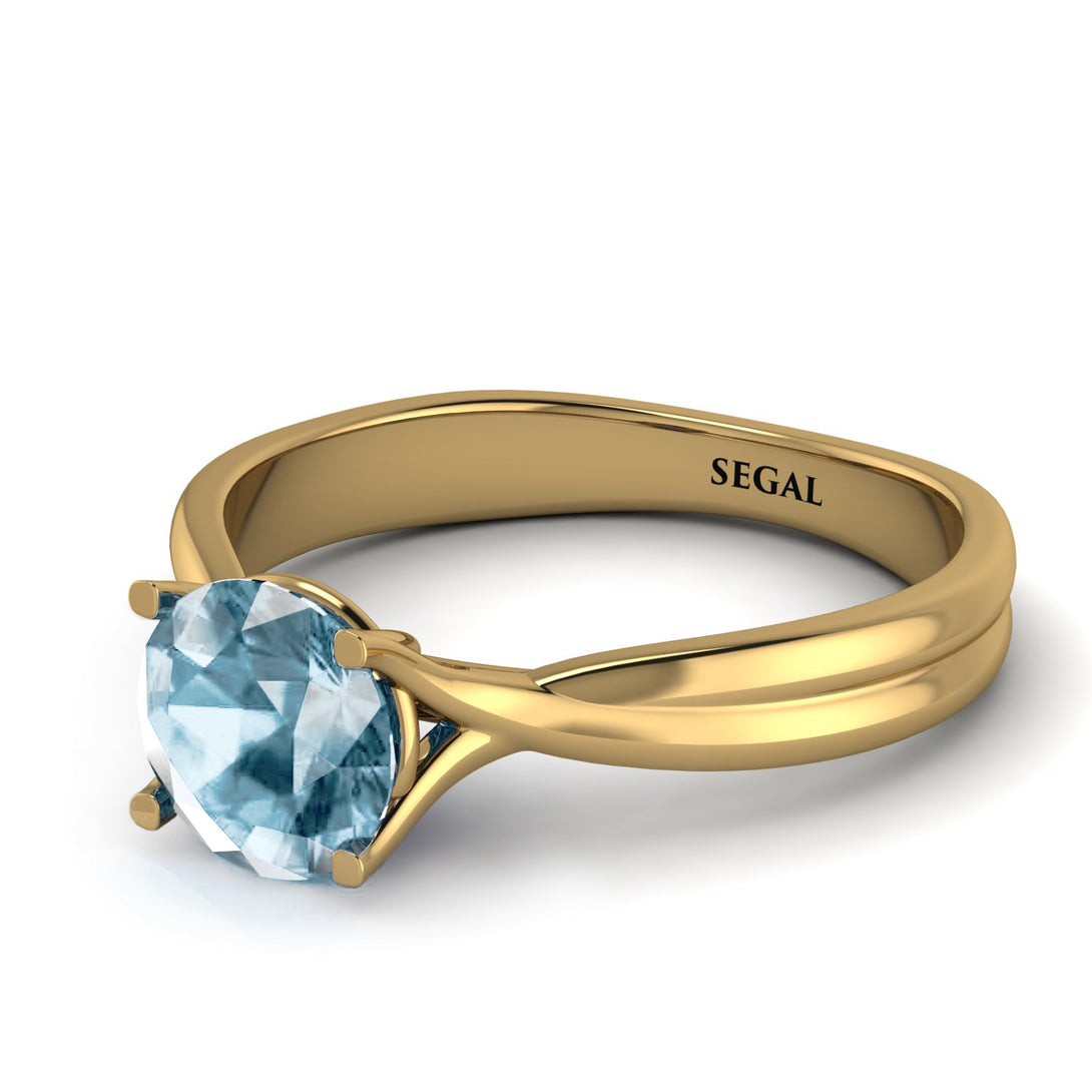 Solitaire Twist Shank Aquamarine Ring - Eleanor No. 401