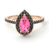 Pear Shaped Halo Pink Moissanite Ring - Janet No. 805