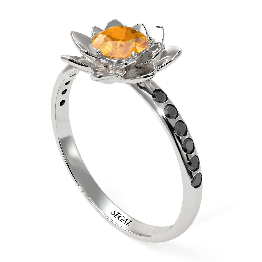 Lotus Flower Citrine ring - Lotus no. 606