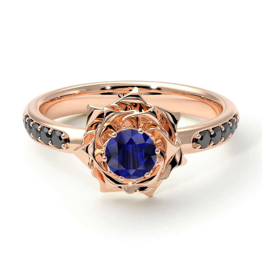 A lady's Rose Blue Sapphire Ring- Elena no. 23