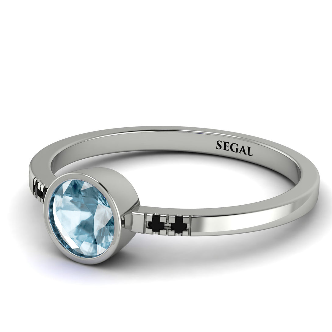Bezel Minimalist Aquamarine Ring - Kinsley No. 406