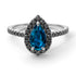 Pear Shaped Halo Blue Topaz Ring - Janet No. 506