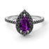 Pear Shaped Halo Amethyst Ring - Janet No. 306