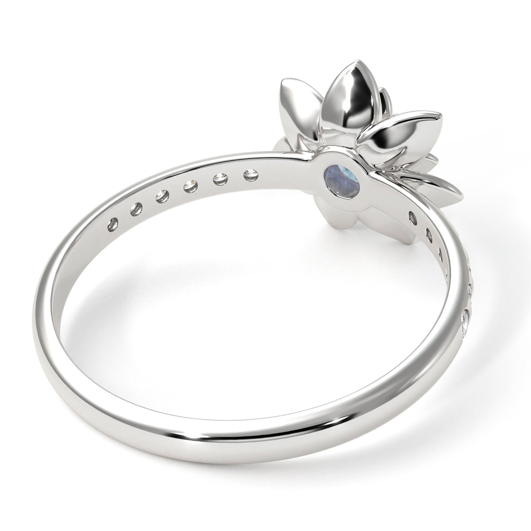 Lotus Flower Aquamarine ring - Lotus no. 403