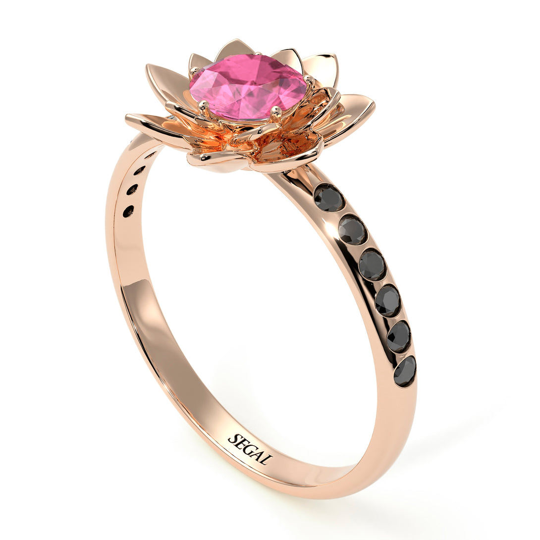 Lotus Flower Pink Moissanite ring - Lotus no. 805