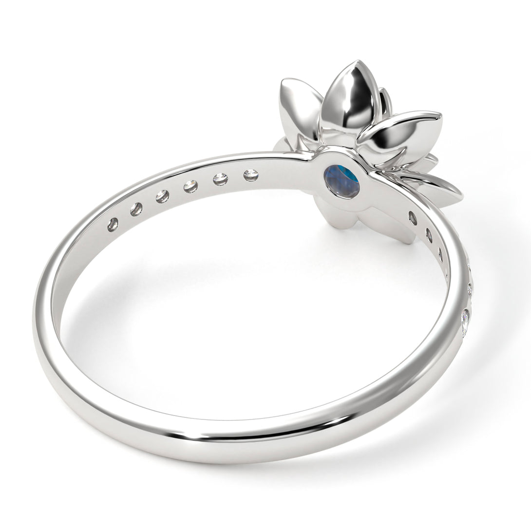 Lotus Flower Blue Topaz ring - Lotus no. 503