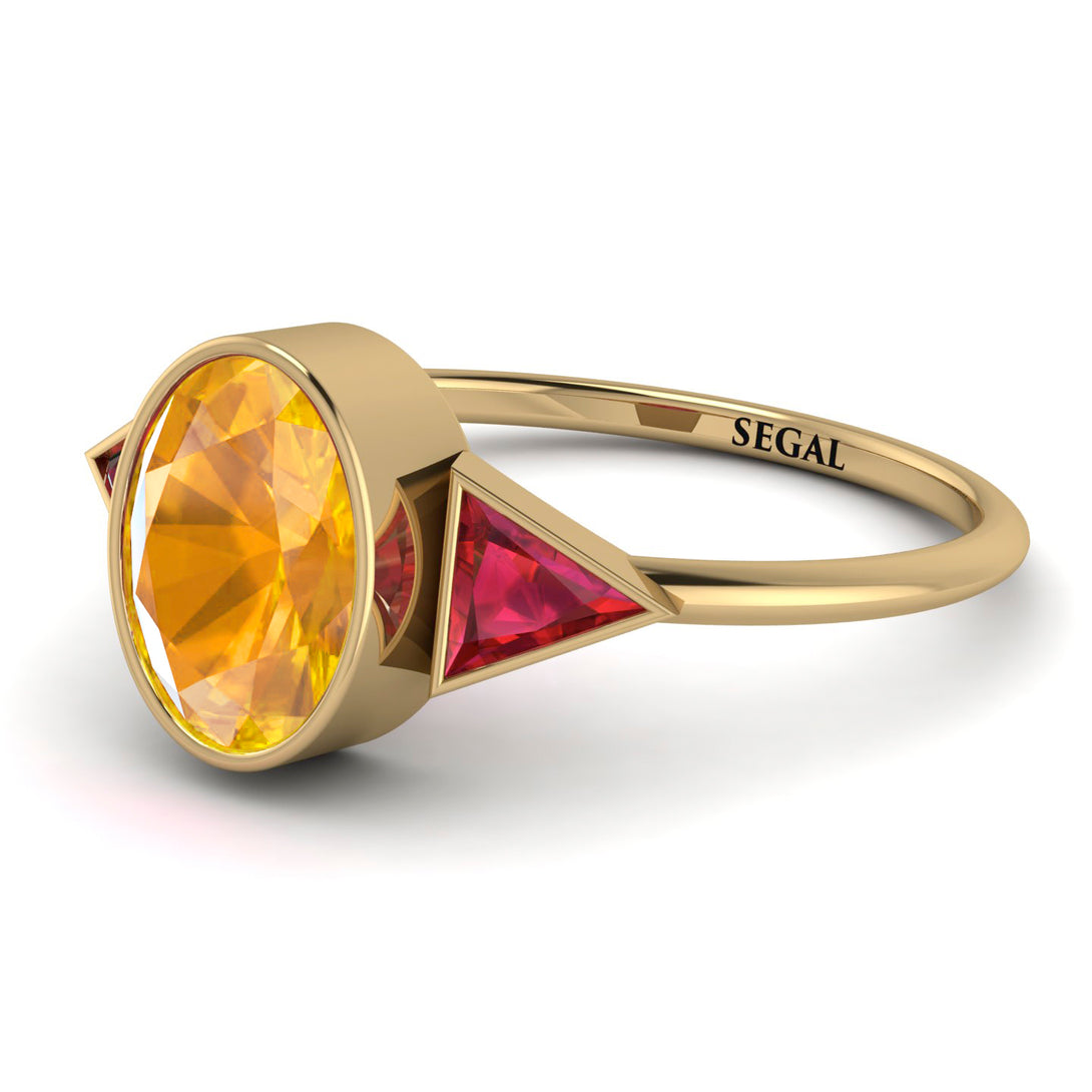 Geometrical Bezel Yellow Diamond Ring - Trinity No. 1010