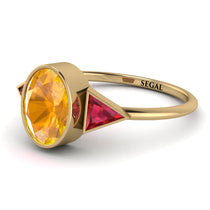 Geometrical Bezel Yellow Diamond Ring - Trinity No. 1010 image 1