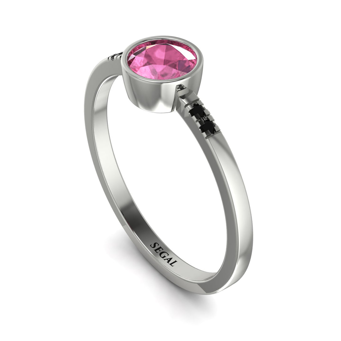Bezel Minimalist Pink Moissanite Ring - Kinsley No. 806