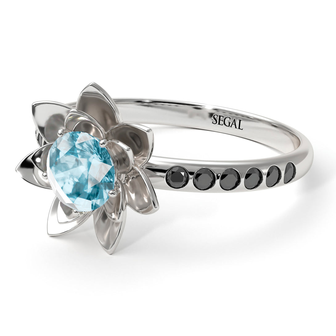 Lotus Flower Aquamarine ring - Lotus no. 406
