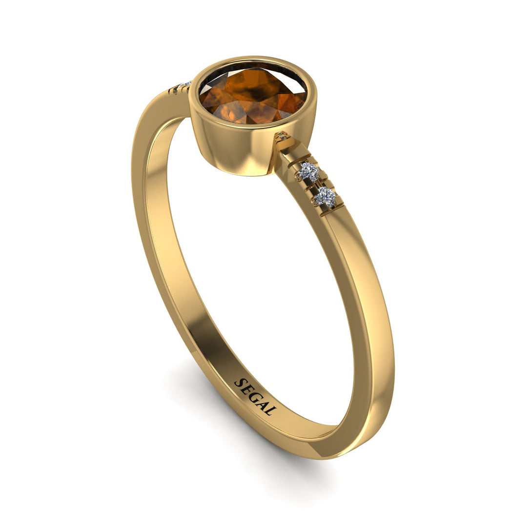 Bezel Minimalist Brown Diamond Ring - Kinsley No. 1101