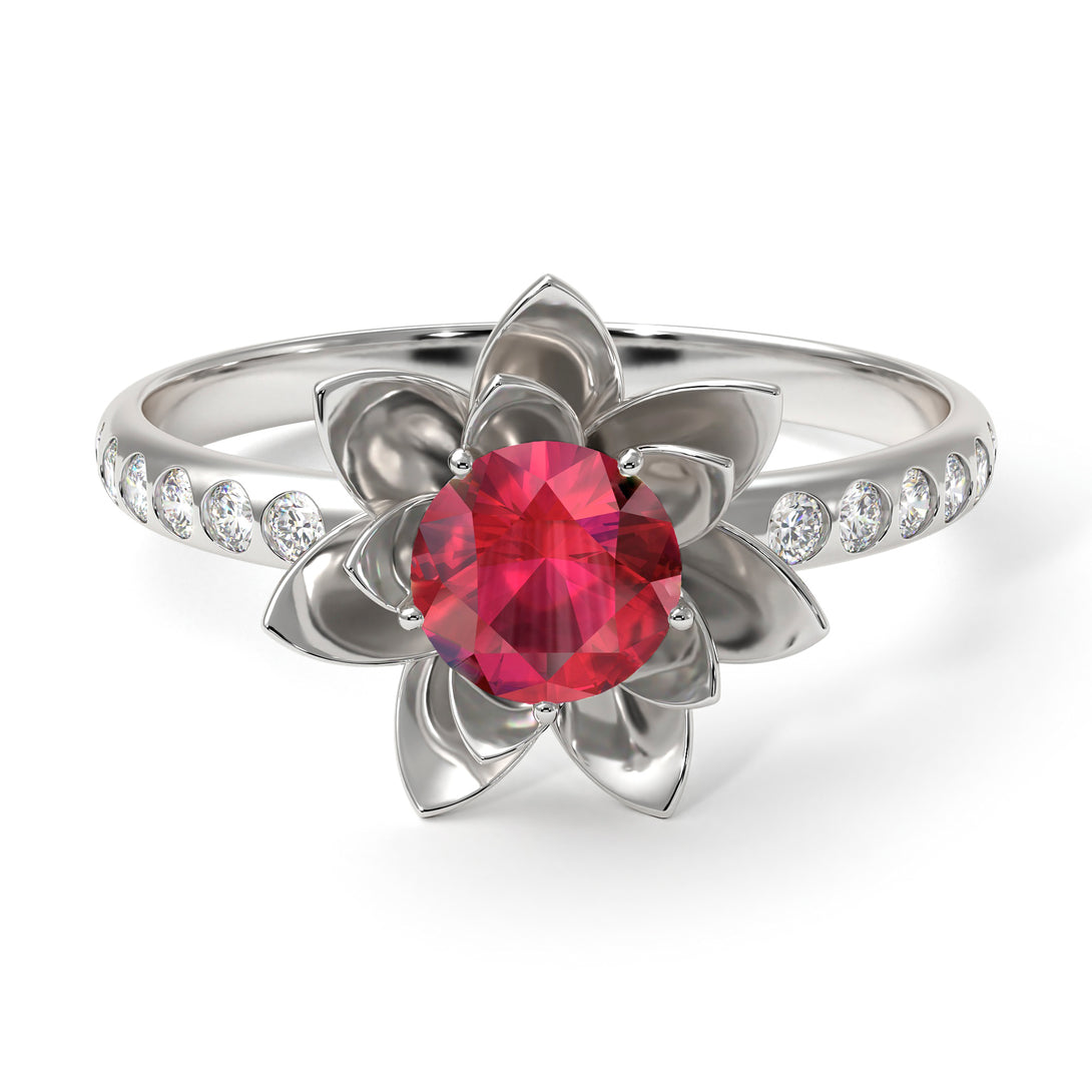 Lotus Flower Ruby ring - Lotus no. 15