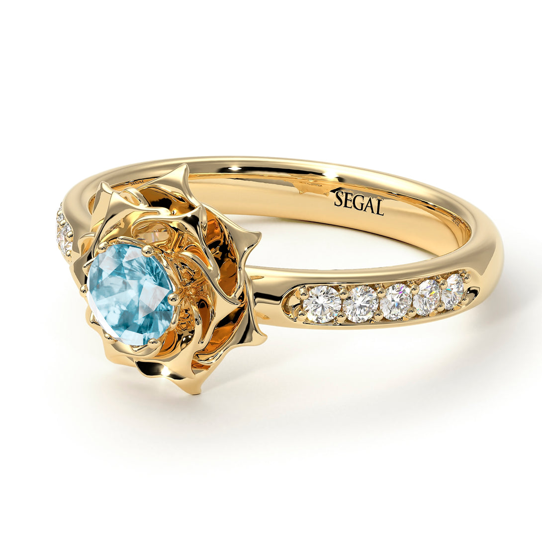 A lady's Rose Aquamarine Ring- Elena no. 401