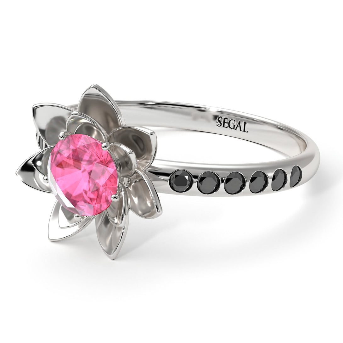 Lotus Flower Pink Moissanite ring - Lotus no. 806