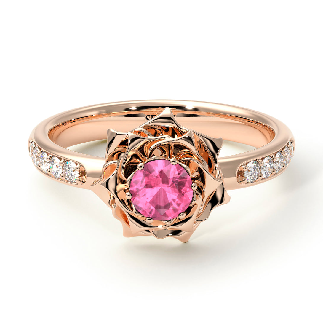 A lady's Rose Pink Moissanite Ring- Elena no. 802