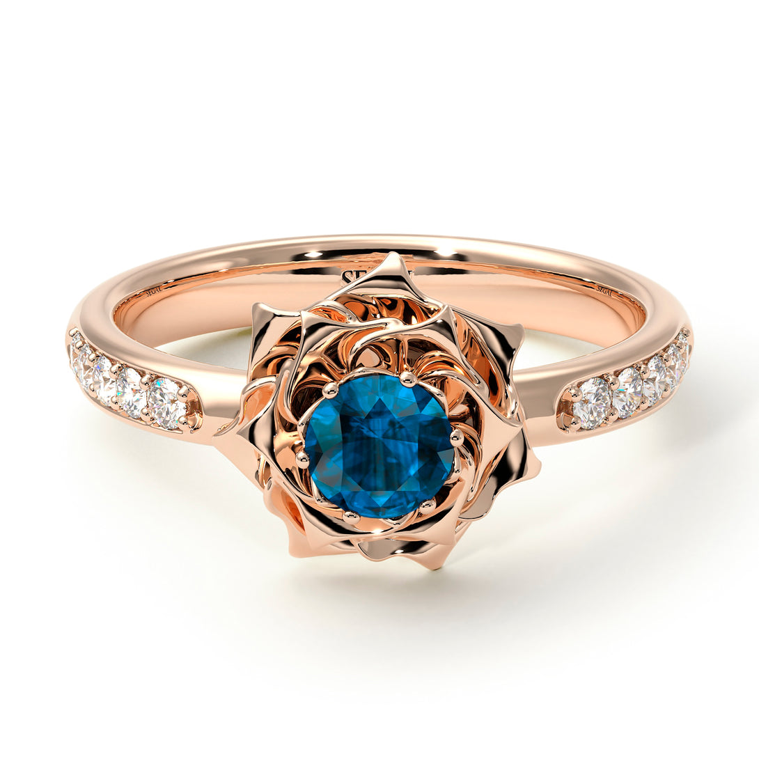 A lady's Rose Blue Topaz Ring- Elena no. 502