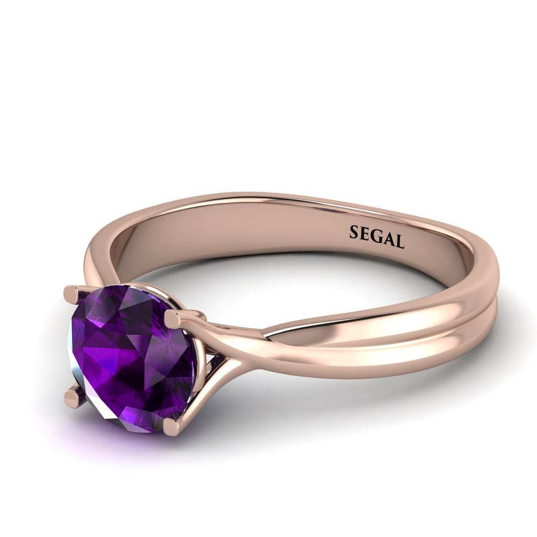 Solitaire Twist Shank Amethyst Ring - Eleanor No. 302