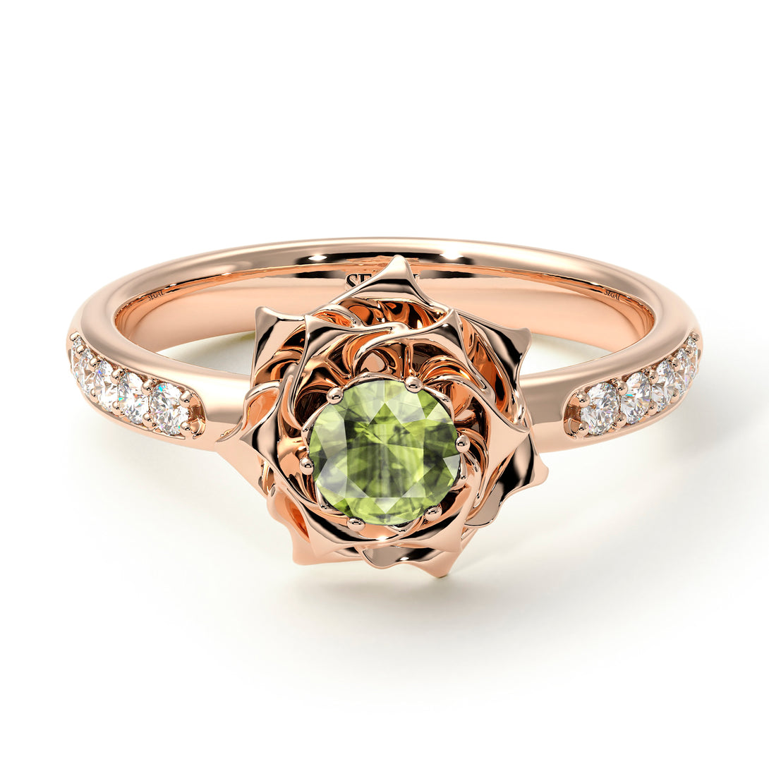 A lady's Rose Peridot Ring- Elena no. 702