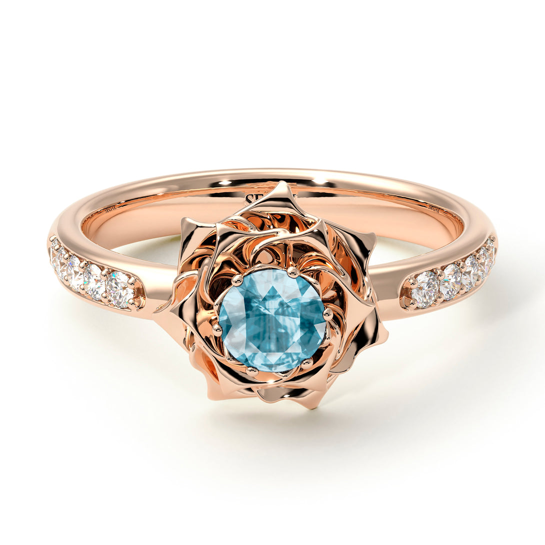 A lady's Rose Aquamarine Ring- Elena no. 402