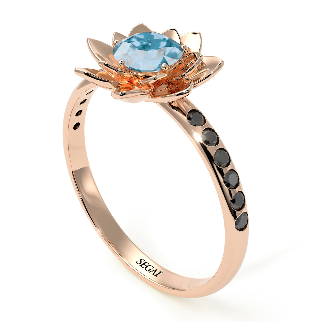 Lotus Flower Aquamarine ring - Lotus no. 405