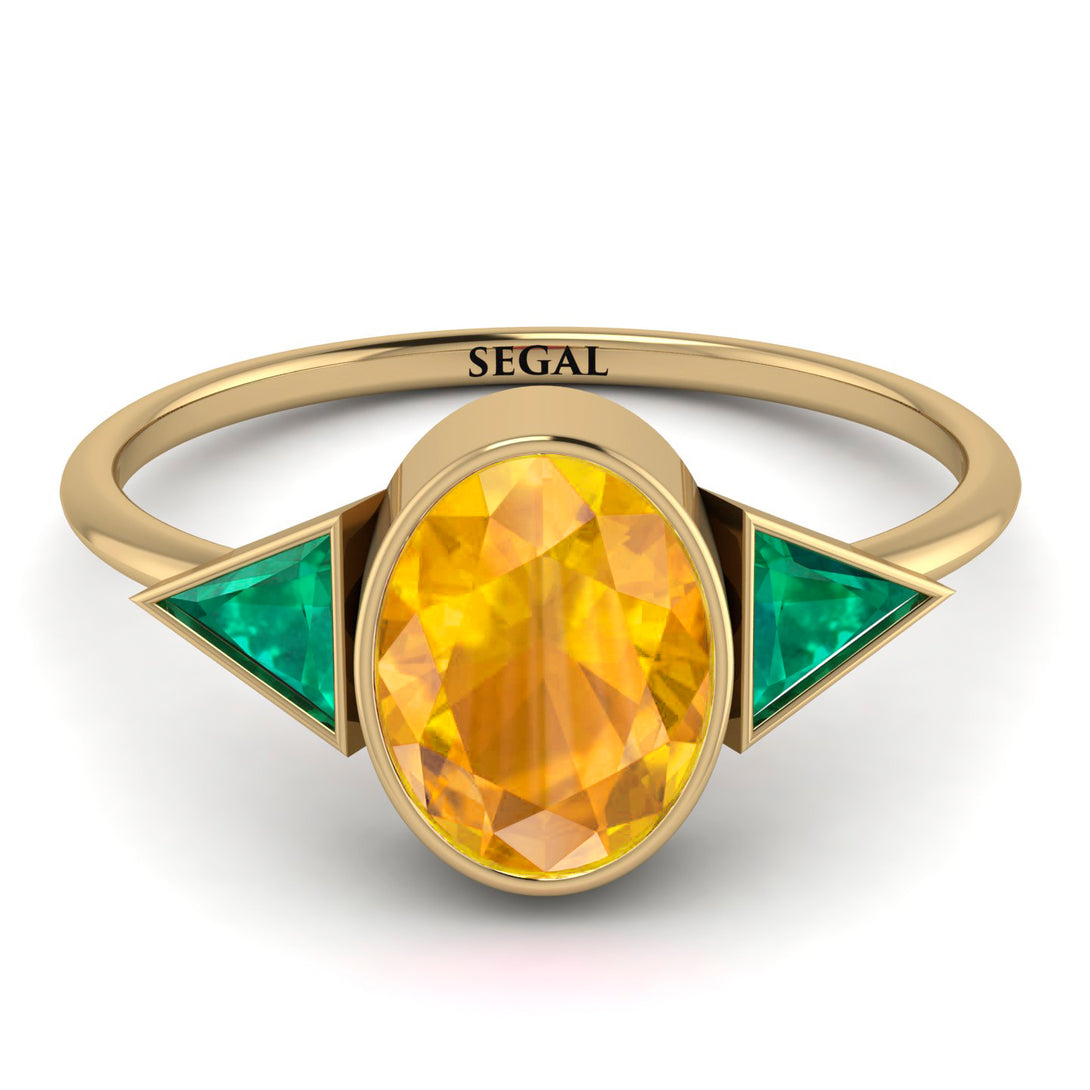 Geometrical Bezel Yellow Diamond Ring - Trinity No. 1004