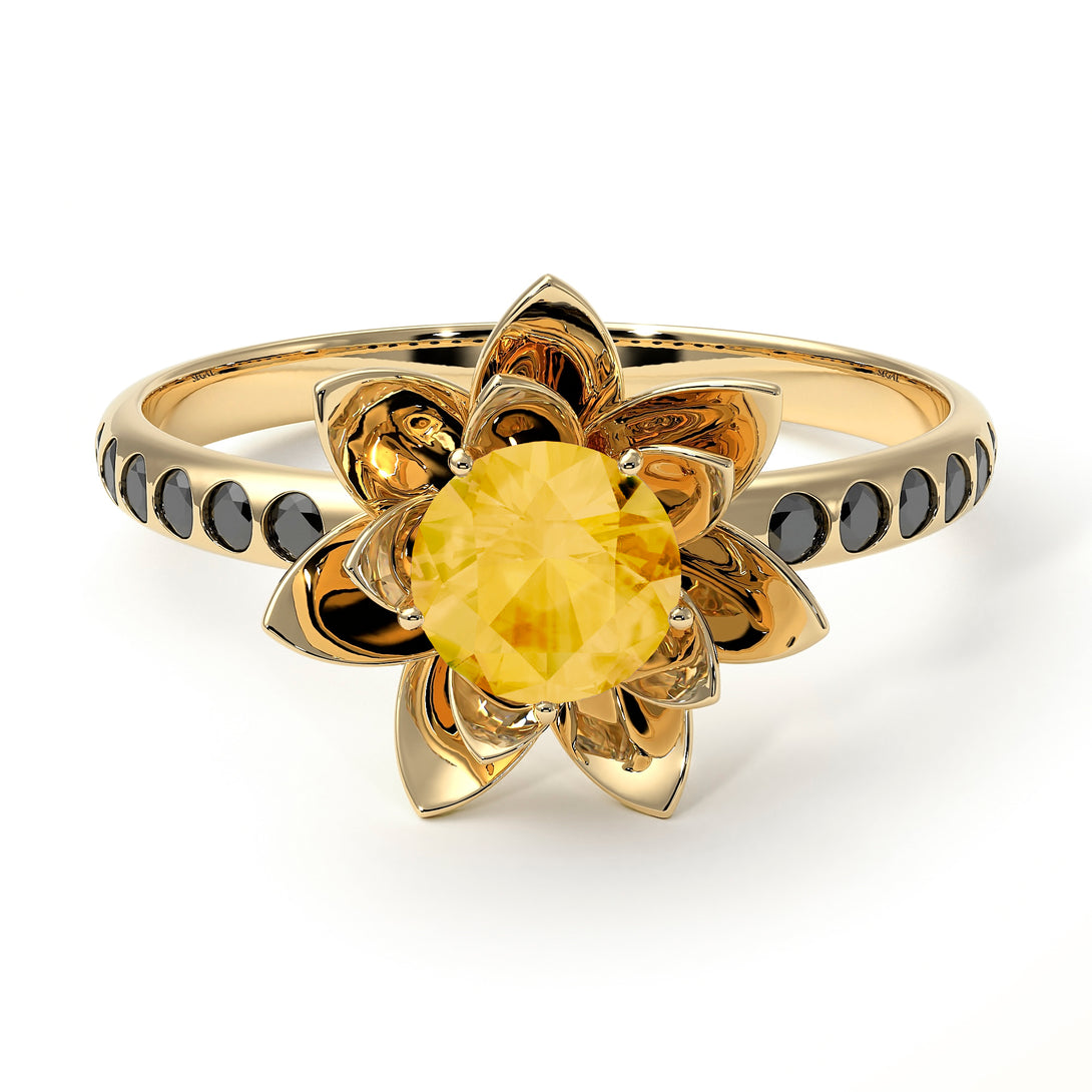 Lotus Flower Citrine ring - Lotus no. 604