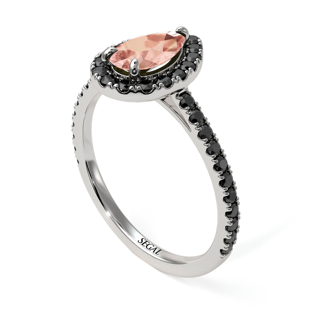 Pear Shaped Halo Morganite Ring - Janet No. 906