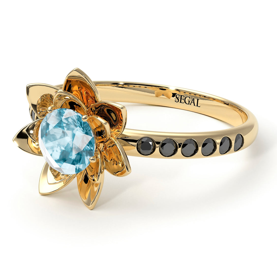 Lotus Flower Aquamarine ring - Lotus no. 404