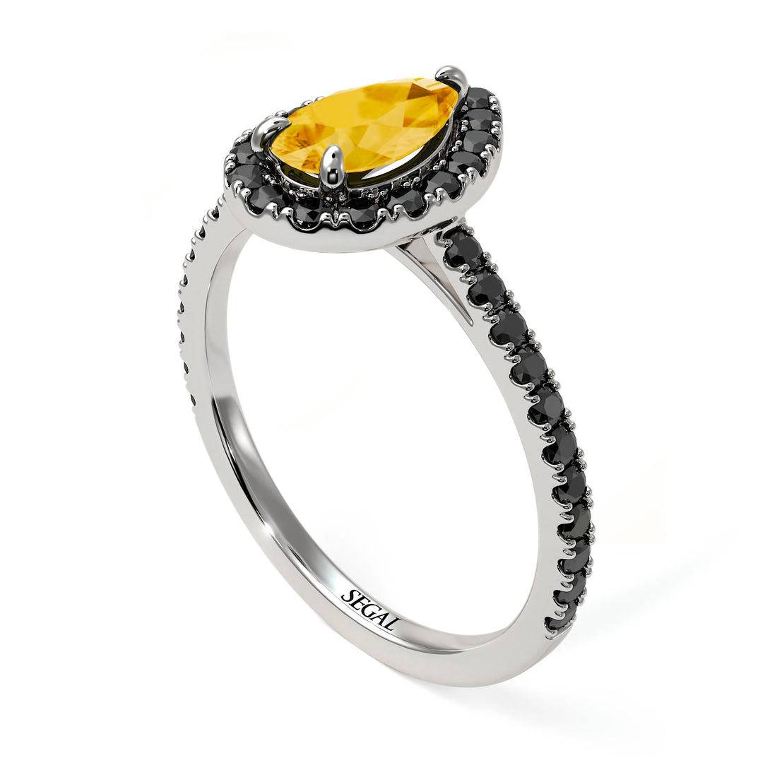 Pear Shaped Halo Citrine Ring - Janet No. 606