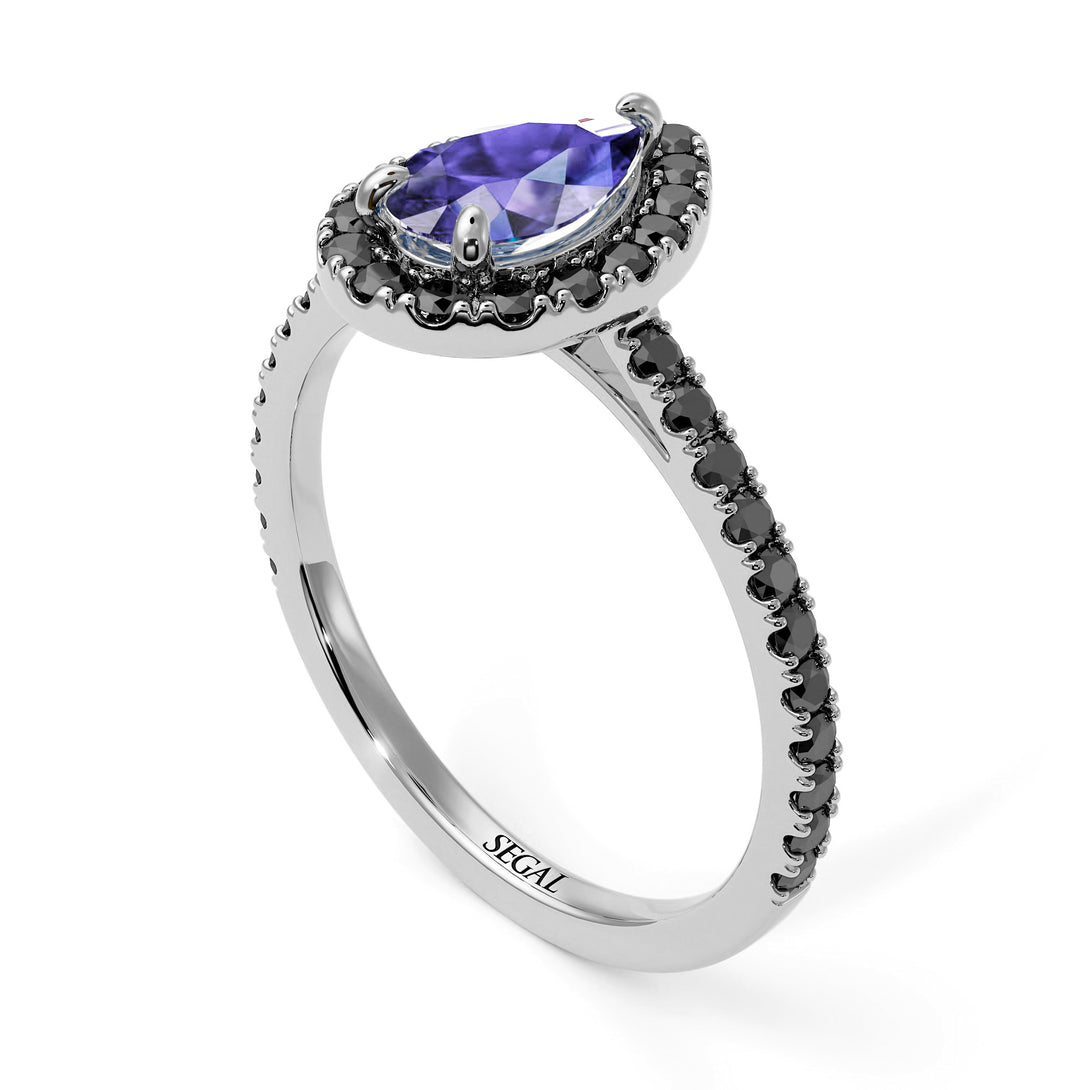 Pear Shaped Halo Tanzanite Ring - Janet No. 206