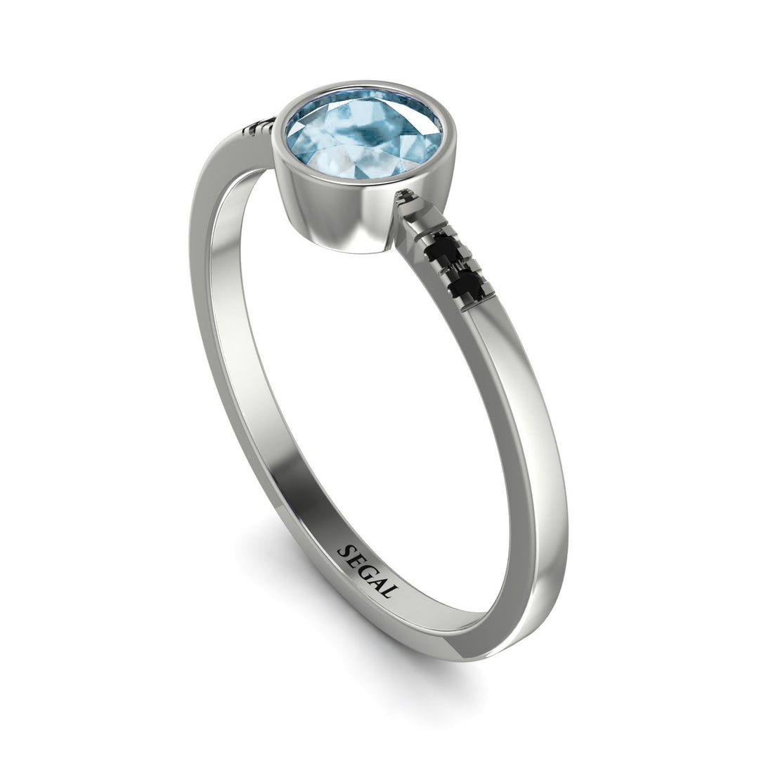 Bezel Minimalist Aquamarine Ring - Kinsley No. 406