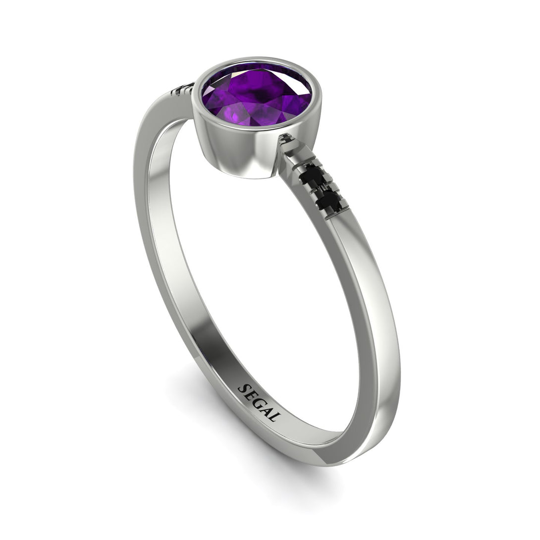 Bezel Minimalist Amethyst Ring - Kinsley No. 306